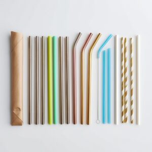 black straws wrapped