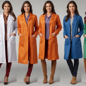 dark blue lab coat