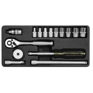 Socket Set - AS-Drive 6 Point - Chrome Vanadium - 1/4" Connector - 15 Piece - YT-14411