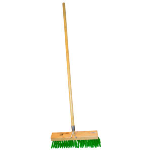 Gutter Sweeper Broom - Complete - Green Synthetic Fibre (0.75mm) - Wooden Handle - 55 Grip - 37.5cm - Pack of 3 - F3158