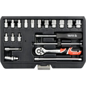 Socket Set - AS-Drive 6 Point - Chrome Vanadium - 1/4" Connector - 20 Piece - YT-14491