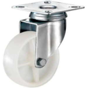 Castor Wheels - Nylon - Top Swivel - Fixed Plate - White - 100mm - TOOC480