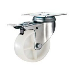 Castor Wheels - Nylon - Top Plate Swivel - Brake - White - 75mm - TOOC482