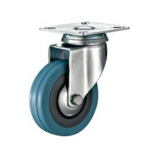 Castor Wheels - Blue Rubber- Top Swivel - Fixed Plate - 65mm - TOOC436