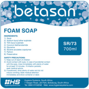 Foam Soap - Betasan - Sachets - 700ml - Pack of 6 - SR_73