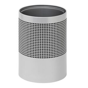 Steel Litter Bin - Wide - No Lid or Liner - Square Punch - 400 Ø x 600 (H) mm - Silver - 764SI