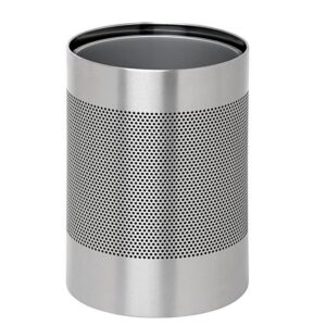 Steel Litter Bin - Wide - No Lid or Liner - Perforated - 400 Ø x 600 (H) mm - Stainless Steel - 630SS