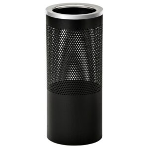 Stainless Steel Litter Bin - Perforated - Rim Lid - 240 Ø x 600 (H) mm - Black - 595BL