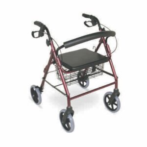 Rollator 4 Wheel with 8″ Wheels Solid Castor Aluminium Lite