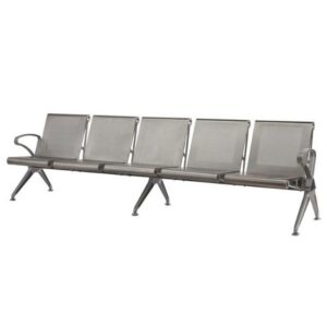 Airport Bench - Indoor and Outdoor Waiting Room Seat - Stainless Steel - Five Seater - Flat Pack - 302 x 67 x 82 cm - PF05