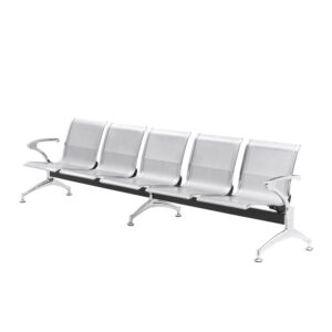 Airport Bench - Indoor Waiting Room Seat - Chrome - Five Seater - Flat Pack - 302 x 67 x 82 cm - PC05