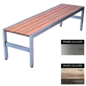 Slimline Bench - Stainless Steel 304 and Wood - Adj. Feet - 45x240x45cm - Colour Options - SL4261S