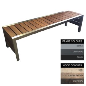 Mall Bench - Steel and Wood - Bolt Down - 45x240x51cm - Colour Options - ML4662PC