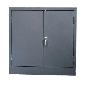 Steel Cupboard - Metal Stationery - 2 Shelves - Hammertone Grey - Knock Down (Requires Assembly) - 90 x 90 x 45 cm - SC004KD-grey