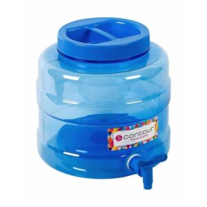 10L Plastic Water Canister - With Tap - Transparent Blue - Pack of 4