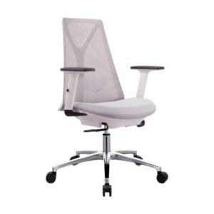 Medium Back Office Chair - SayL Replica - Mesh and Fabric - Gas Height - White