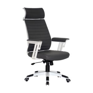 High Back Office Chair - Headrest - Wall Street - PU Leather - Swivel and Tilt - Gas Height - Dark Grey