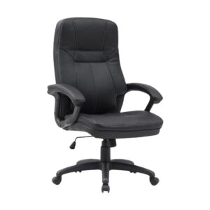High Back Office Chair - Headrest - Wall Street - PU Leather - Swivel and Tilt - Gas Height - Light Grey