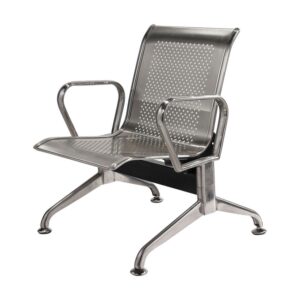 Airport Bench - Public Seating - Stainless Steel - Indoor and Outdoor Use - Flat Packed - One Seater - 68 x 67 x 79 cm