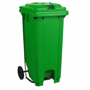 Wheelie Pedal Bin - 120L Foot Operated Pedal Bin - Plastic - Green