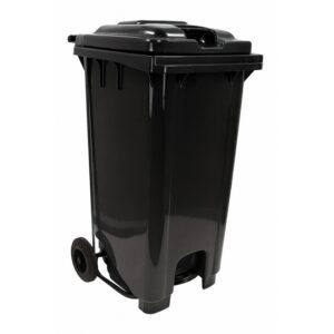 Wheelie Pedal Bin - 240L Foot Operated Pedal Bin - Plastic - Black