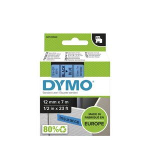 Dymo D1-Tape, 12mm x 7m Black on Blue