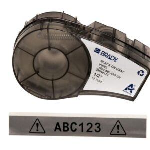 Brady Vinylband M21-500-595-GY 12.7 x 6.4 m, Black on Grey, Self-Adhesive, Box of 6.4 m