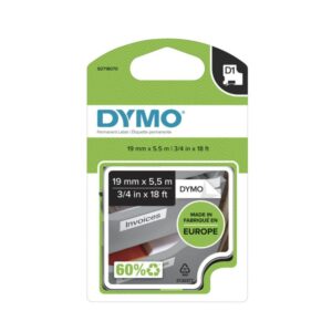 Dymo D1-Tape Polyester (High Performance), 19mm x 5.5m, Black on White