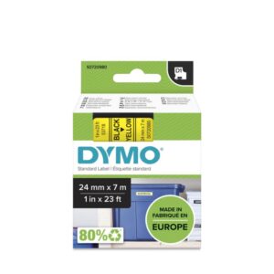 Dymo D1-Tape, 24mm x 7m Black on Yellow
