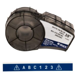 Brady Labels M21-375-595-BL 9.53x6.4m, White on Blue, Self-Adhesive, Roll of 6.4 m