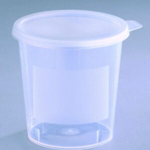 Beaker 400 ml, PP, natural, graduated, w. snap lid, assembled, sterile, pack of 185