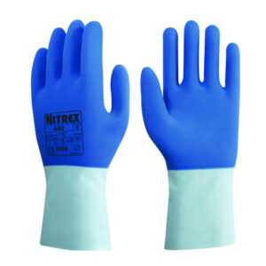 Chemical protective gloves Nitrex 440 XS (6) latex, blue, cotton lining inside, pack of 10 pair
