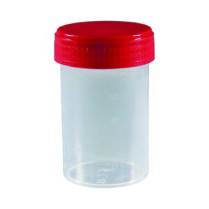 LLG Multipurpose Container, 60 mL, PP with Red PE Screw Cap, Frosted Label, Individually Wrapped, Sterile, Pack of 500