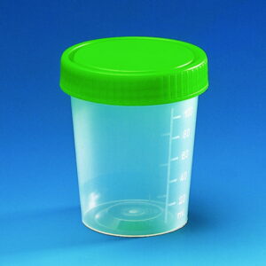 Urine beaker, PP, PLASTIBRAND, with screw cap PU=1000