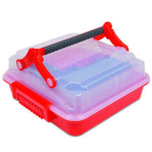 Heathrow Scientific DuraporterXL High Capacity Sample Transport Tote (Including Multitube Insert) - Clear/Red