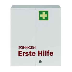 W.Söhngen First Aid Cabinet ROM Industry Norm Filled, DIN 13169, Steel Sheet, White, 404 x 462 x 170 mm