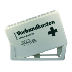 W.Söhngen Office First Aid Box DIN 13157 with Wall Bracket – White Plastic