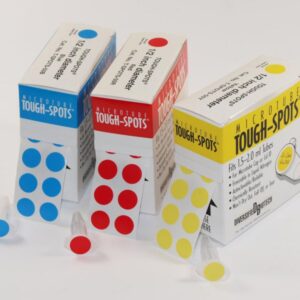 Heathrow Scientific Tough-Spots PVC Round Ø 9.5mm White, Pack of 1000/roll