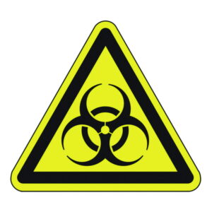Warning sign, "Warning of biohazard", foil, self-adhesive, length 200 mm