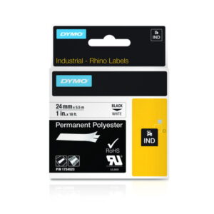 Dymo Original IND Tape for Rhino 6000 (24mm x 5.5m, Permanent Polyester, Black on White)