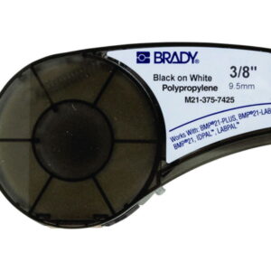 Brady Labels M21-375-7425, 9.53x6.4m, Black on White, Polypropylene, Roll of 6.4 m