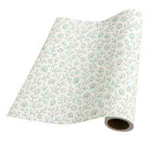 Petals – Moss green on Cream – Giftwrap (50m x 50cm)