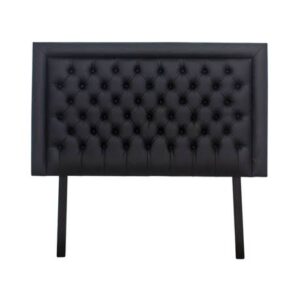 Button headboard with pair of bedside pedestals