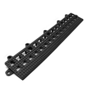 Floor Tile Female Edge - Flexi-Deck Interlinking Anti-Slip Drainage PVC Mat - 30 x 5 x 1.3 cm - Black - Pack of 3 - FD010002F3