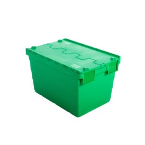Crate - Security Container - Plastic ALC - Attached Hinged Lid - 68L - 60 x 40 x 36.5cm - Green - ALC-365-Green - MOQ 500
