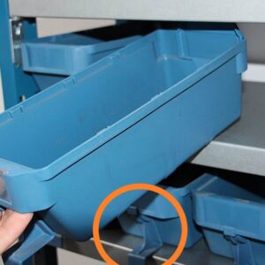 Front Stopper for Shelf Bin - Loose Parts Warehouse Storage Container - Plastic - Blue