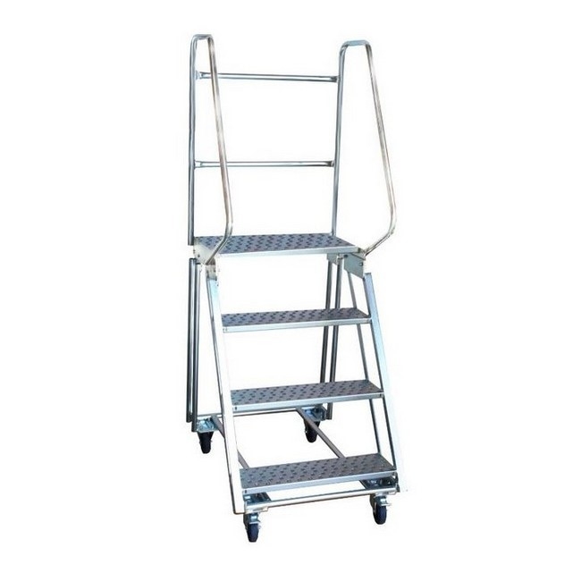 Mobile Safety Step Ladder - Mounty Rollstep - 4 Step - 1.85m High ...
