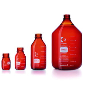 DWK Duran Laboratory Glass Bottle GL 45 Amber Protect+ Plastic-Coated PA12 with Dust Cap 5000 mL