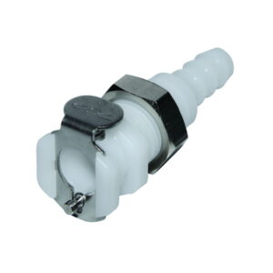 Colder 1/8" Hose Barb Valved Panel Mount Acetal Coupling Body