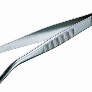 Tweezers stainless, bent, blunt, 130 mm
